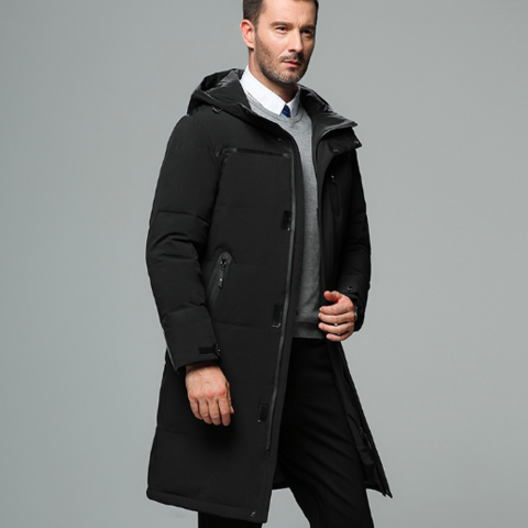 Men's thickened winter jacket with hood and multiple pockets