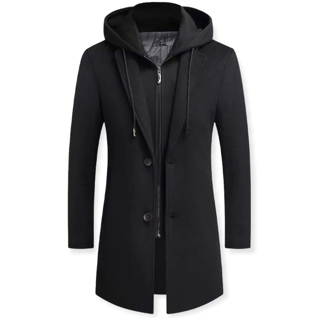 Men's classic trench coat with hood for winter wear