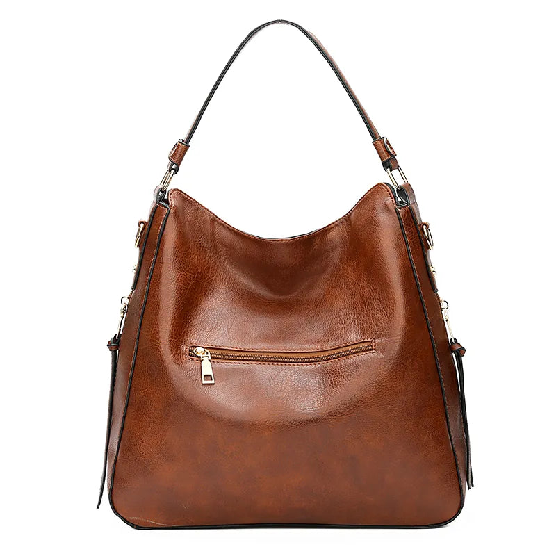 Fallon | Leather Hobo Shoulder Bag with Gold-Tone Hardware
