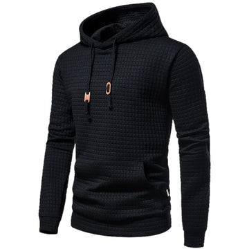 Casual hooded pullover with buttoned cuffs for men