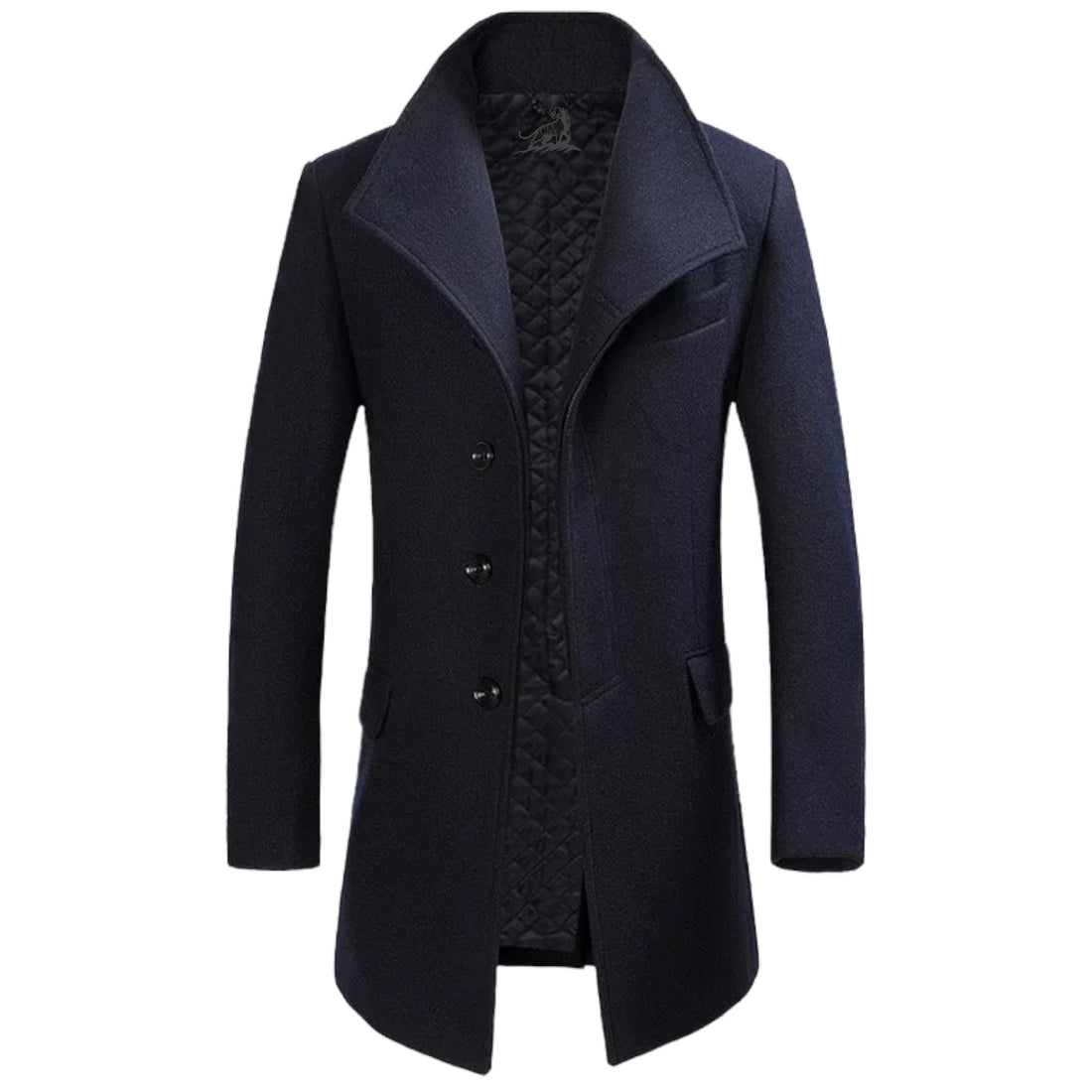 Men's overcoat with stand-up collar