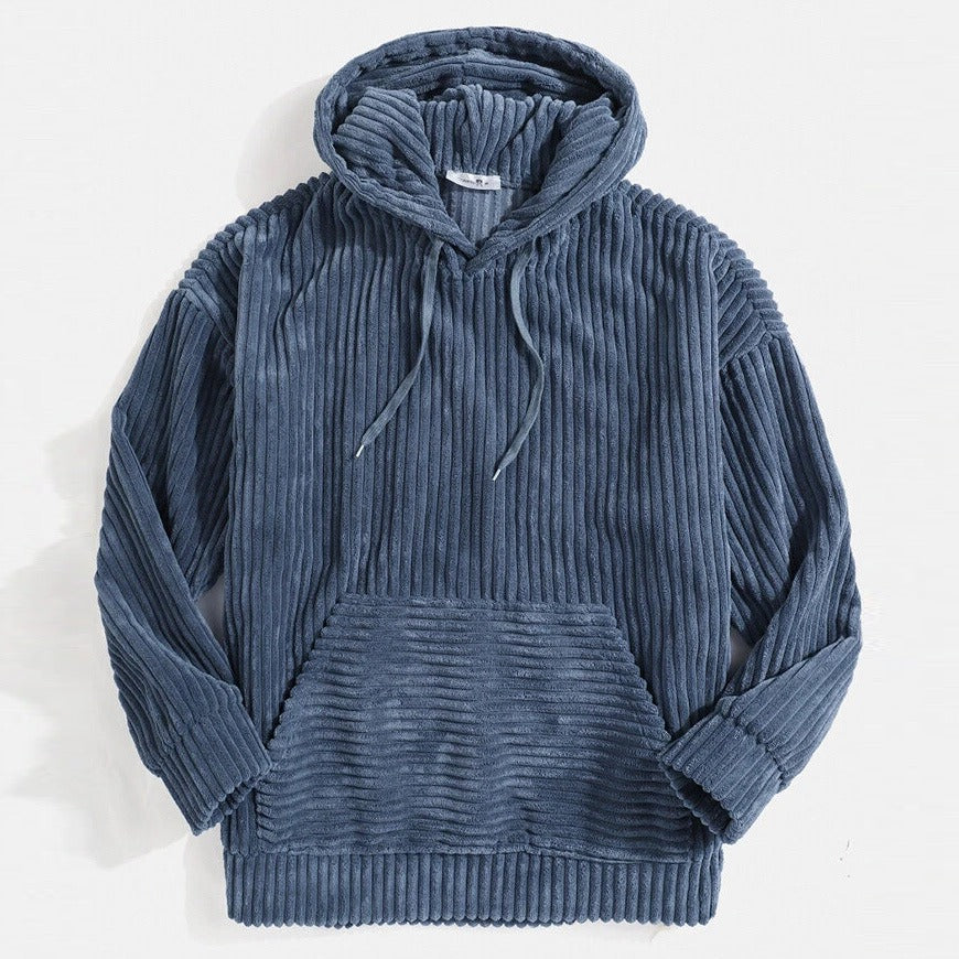 Men’s Hoodie - Corduroy - Oversized Fit - Hooded Neckline - Kangaroo Pocket