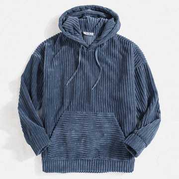 Men’s Hoodie - Corduroy - Oversized Fit - Hooded Neckline - Kangaroo Pocket