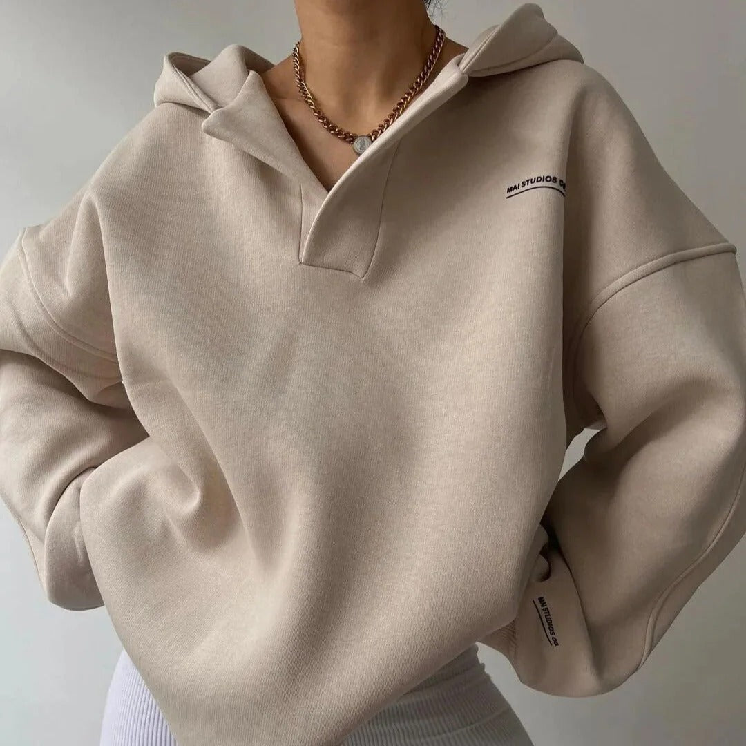 Women’s Oversized Hoodie – Cotton Blend – Drop Shoulder – Relaxed Fit – Ribbed Hem
