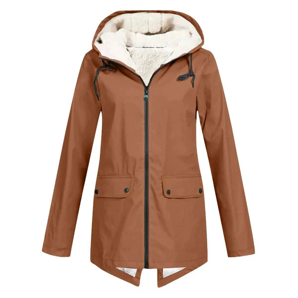 Women’s Trench Coat – Waterproof – Fleece Lined – Tailored Fit – Hooded Mid Length