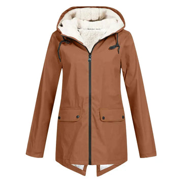 Women’s Trench Coat – Waterproof – Fleece Lined – Tailored Fit – Hooded Mid Length