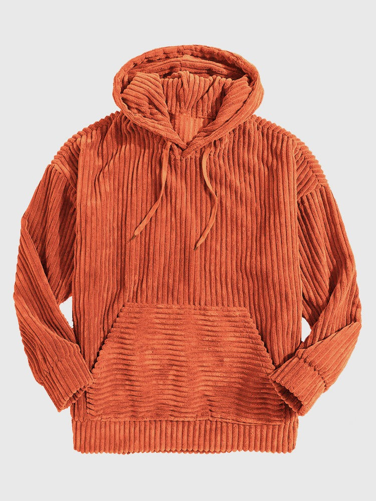 Men’s Hoodie - Corduroy - Oversized Fit - Hooded Neckline - Kangaroo Pocket