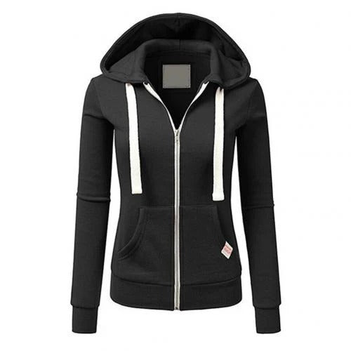 Women’s Zip-Up Hoodie – Slim Fit – Cotton Blend – Kangaroo Pocket – Ribbed Cuffs