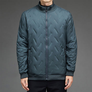 Men’s Puffer Jacket – Quilted Insulated – Stand Collar – Ribbed Cuffs – Zip Front