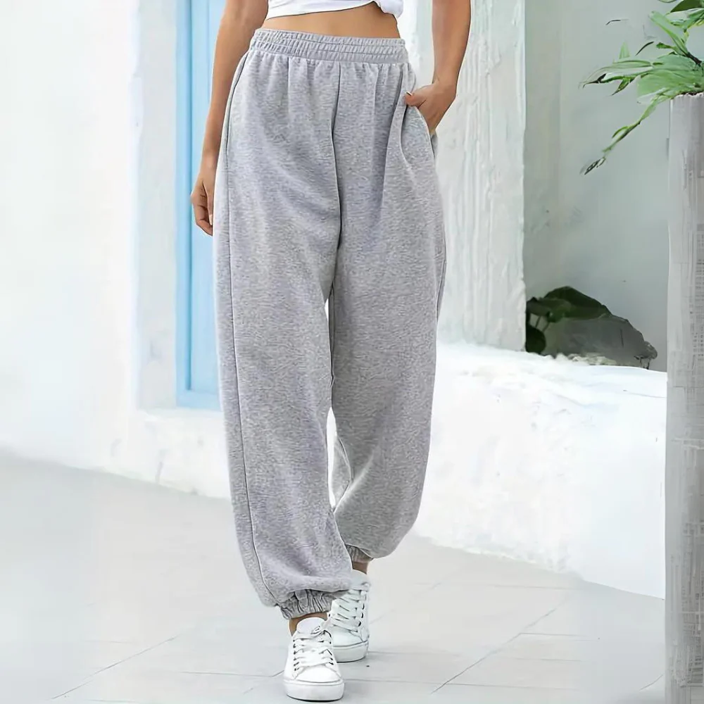 Women’s Jogging Pants – Relaxed Fit – Cotton Blend – Elastic Waist – Cuffed Ankles – Pockets
