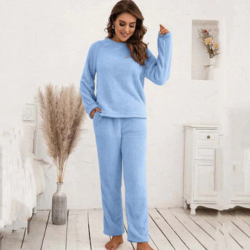Women’s Two-Piece Loungewear Set – Soft Fleece – Relaxed Fit – Long Sleeve Top & Full-Length Pants