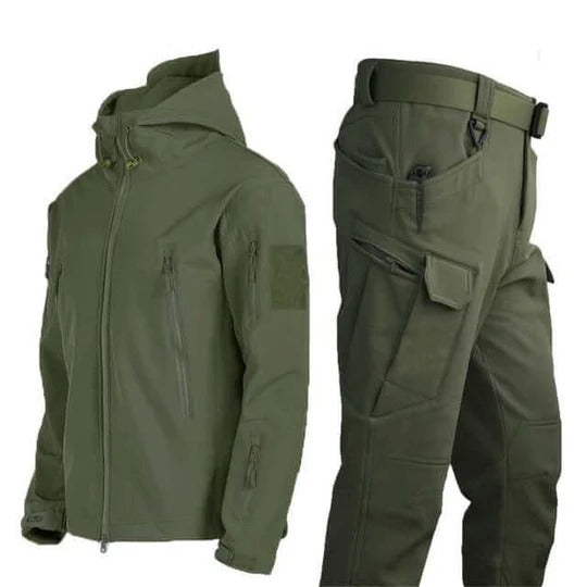 Men’s Two-Piece Set – Streamlined Fit – Hooded Full Zip Jacket – Cargo Pocket Pants