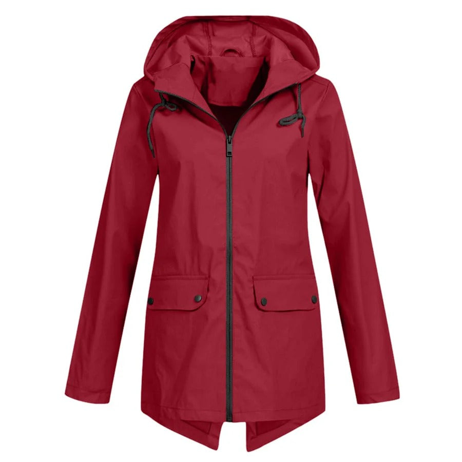 Women’s Rain Jacket – Relaxed Fit – Hooded – Water-Resistant – Zip Front – Long Sleeve
