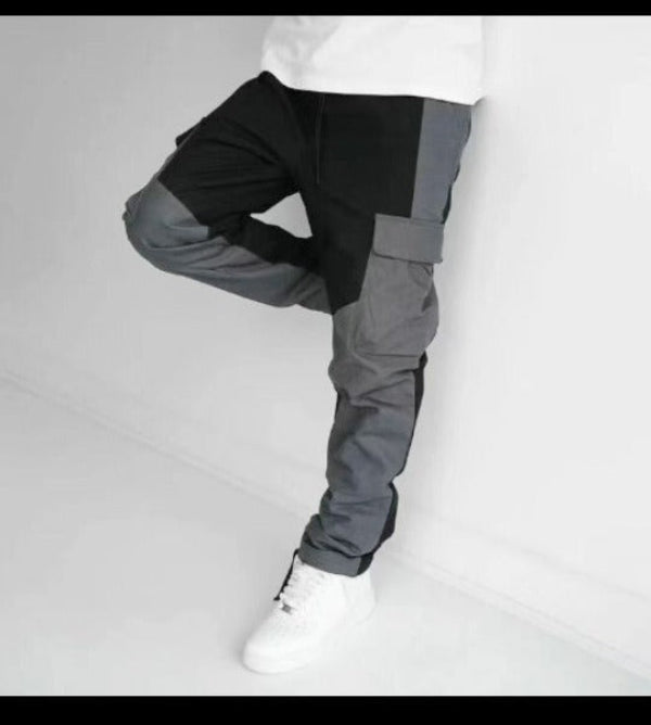 Men’s Cargo Pants – Loose Fit – Tapered Leg – Cotton Blend – Patchwork Utility Style