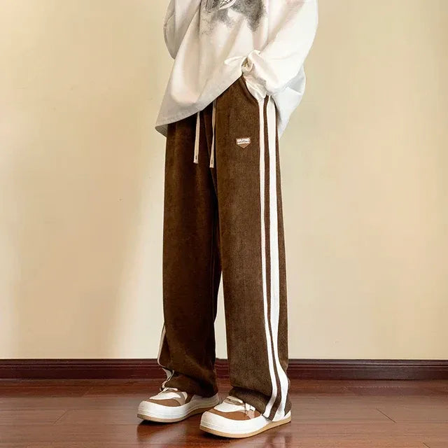 Men’s Sweatpants – Baggy Fit – Soft Fleece – Adjustable Waist – Striped Legs – Full Length
