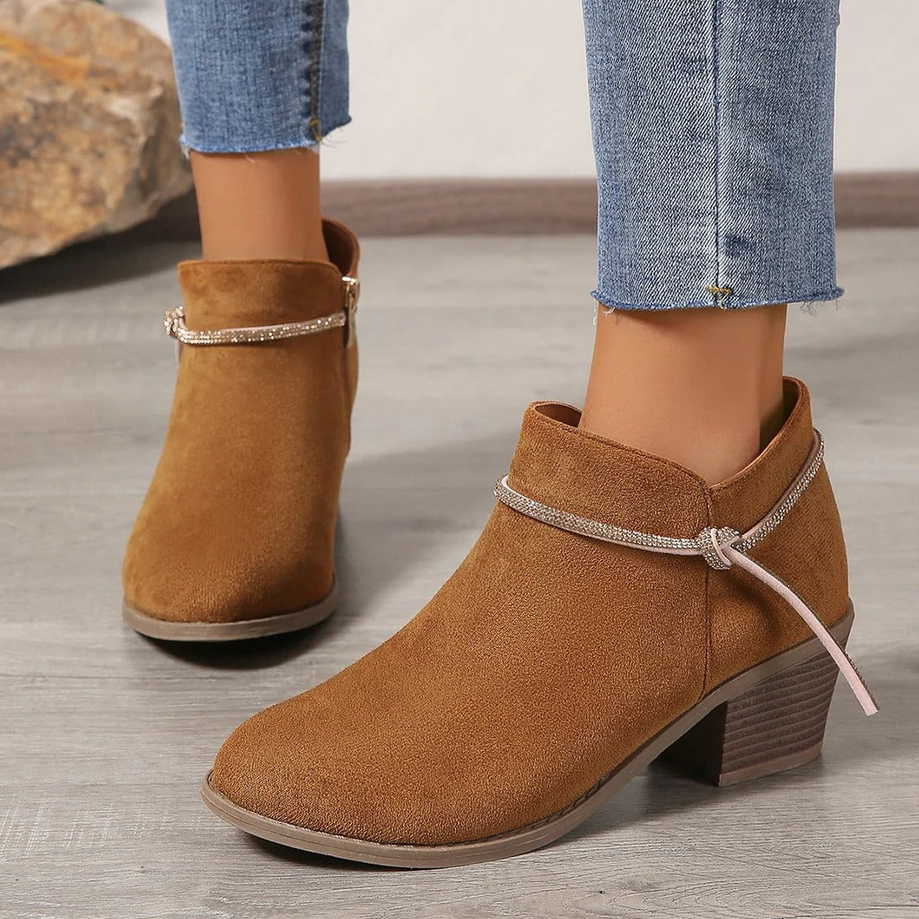 Lisa - Orthopedic Heel Ankle Boots - Suede Look