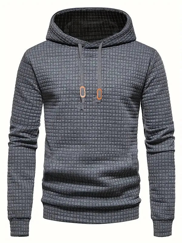 Men’s Pullover Hoodie – Quilted Fabric – Regular Fit – Drawstring Neck – Streetwear
