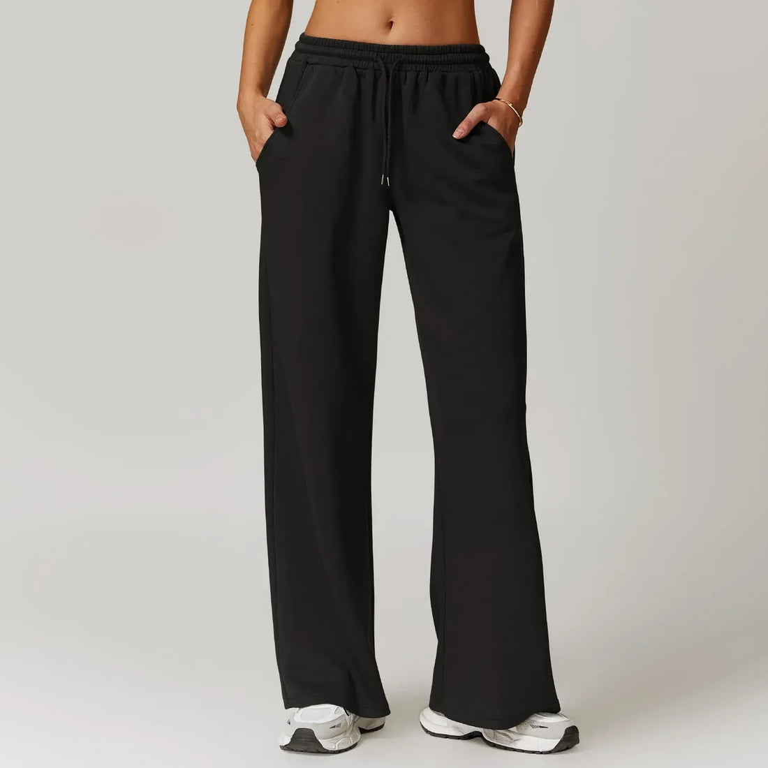 Women’s Lounge Pants – High Rise – Wide Leg – Knit Fabric – Drawstring Waist – Pockets