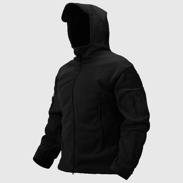Men’s Thermal Coat – Fleece Insulated – Structured Fit – Hooded with Zipper Pockets