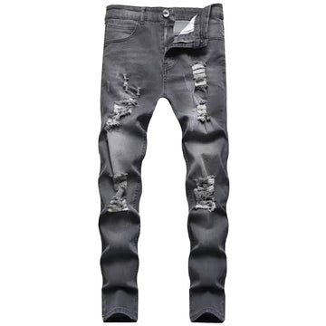 Men’s Slim Fit Jeans – Distressed Denim – Zipper Fly – Ankle Length Casual Style