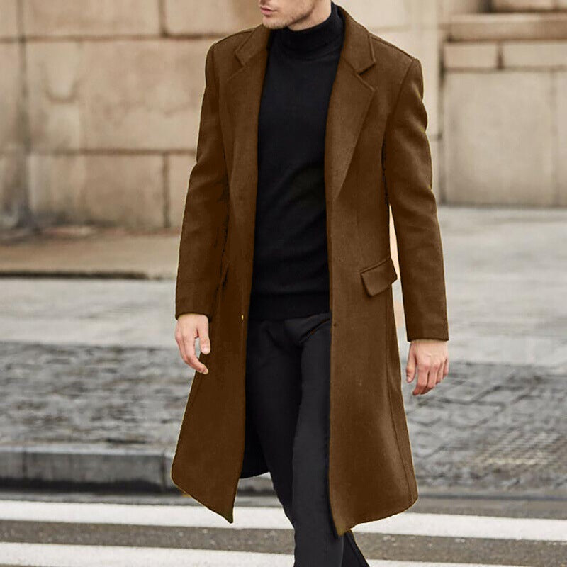 Men's casual coat with lapel collar