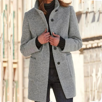 Women's classic coat with retro button-up front