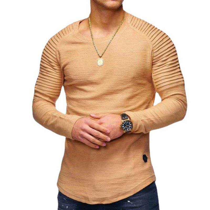 Men’s slim fit pleated long sleeve T-shirt