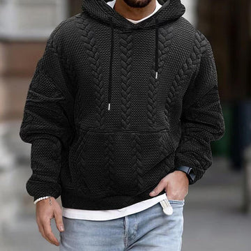 Men's cozy cable-knit hoodie for casual comfort