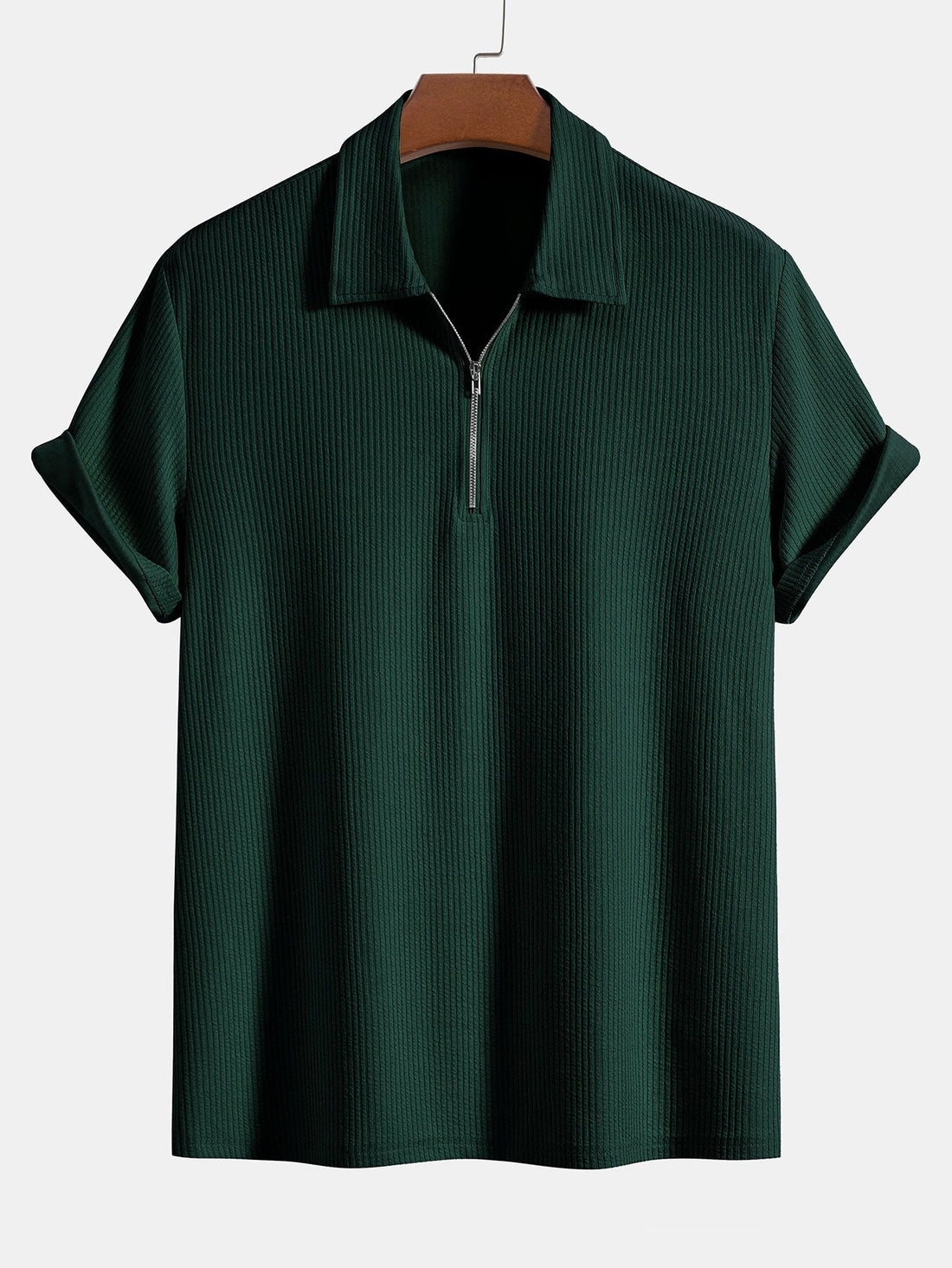 Fred - knitted ribbed zip polo