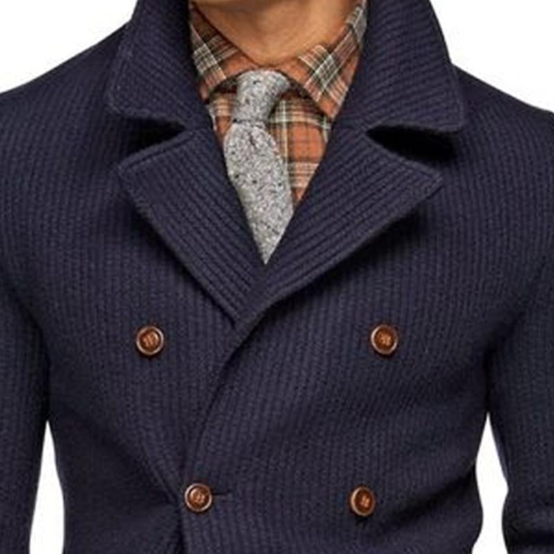 Men's ribbed knit cardigan coat for fall and winter