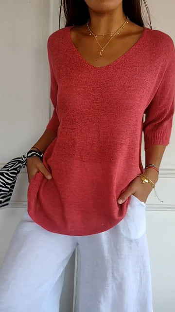 Women's lightweight knit tunic for relaxed elegance