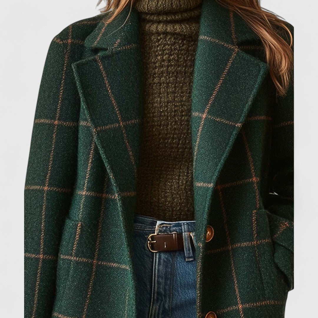 Sage | Overcoat with Statement Plaid