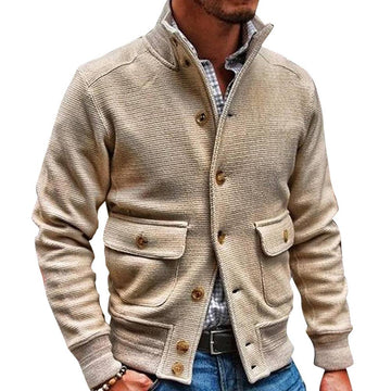 Men's stand collar single-breasted jacket