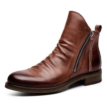 Stylish ankle boots with double-sided zippers for men