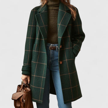 Sage | Overcoat with Statement Plaid