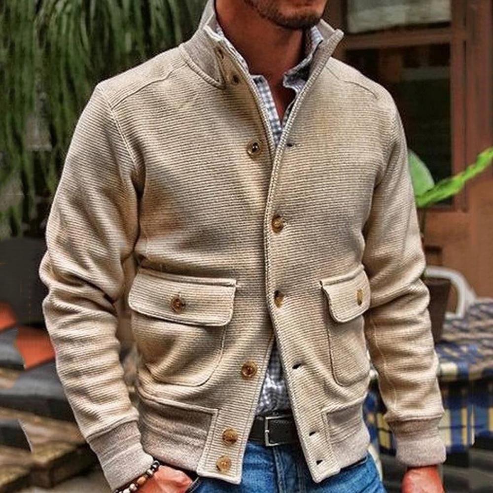 Men's stand collar single-breasted jacket