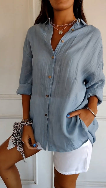 Women's lightweight button-down linen shirt