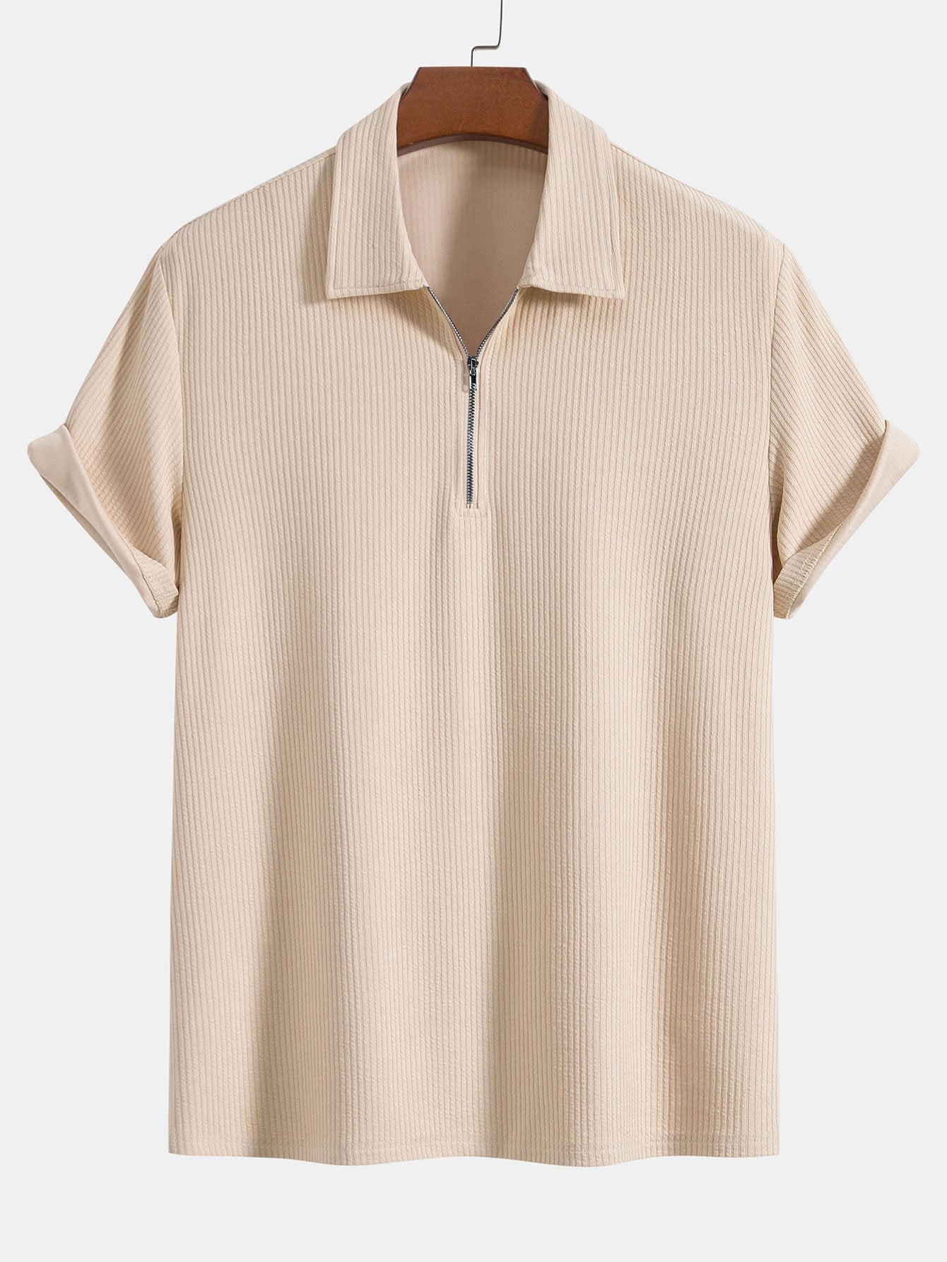 Fred - knitted ribbed zip polo