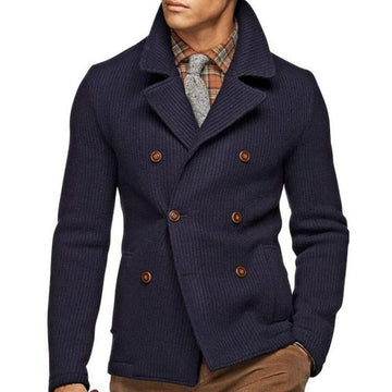 Men's ribbed knit cardigan coat for fall and winter