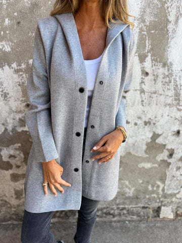 Women's snap-button hooded coat