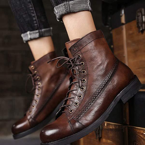 Retro style lace-up boots for men