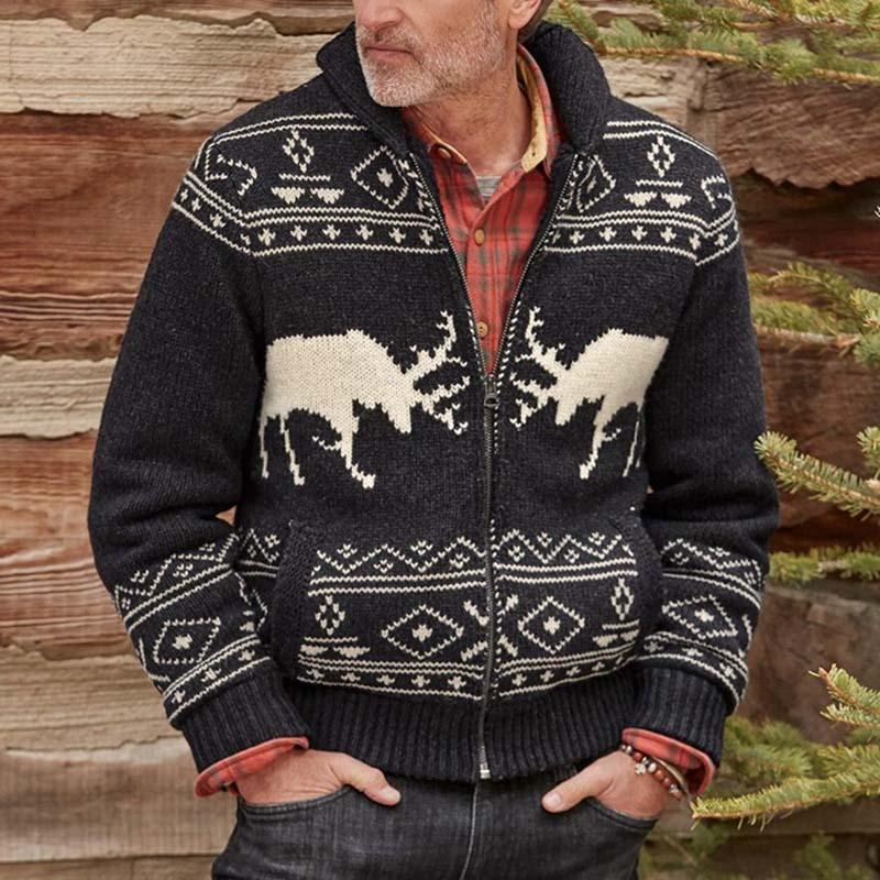 Men's warm and cozy winter sweater with nordic pattern