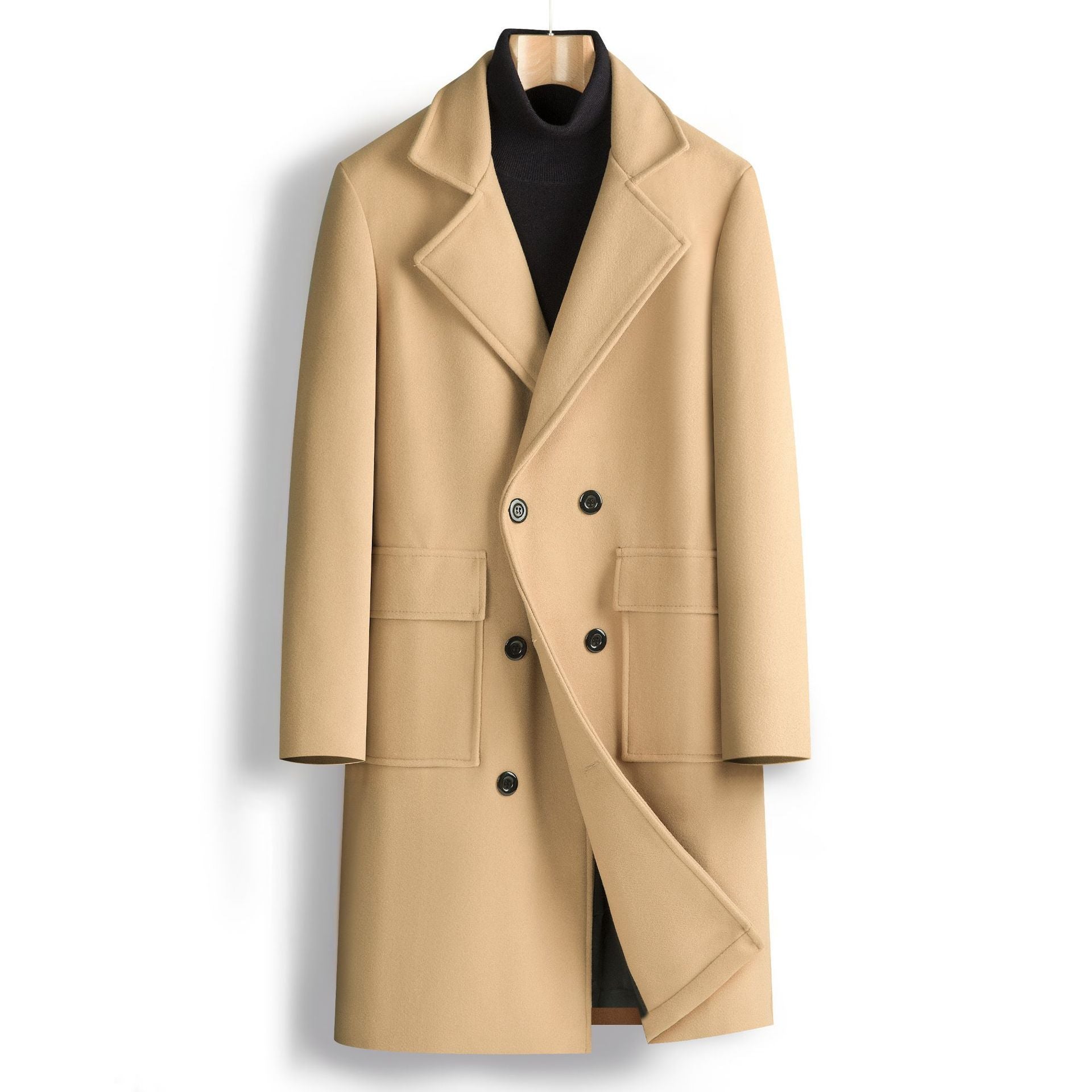 Men's Elegant Double-Breasted Overcoat