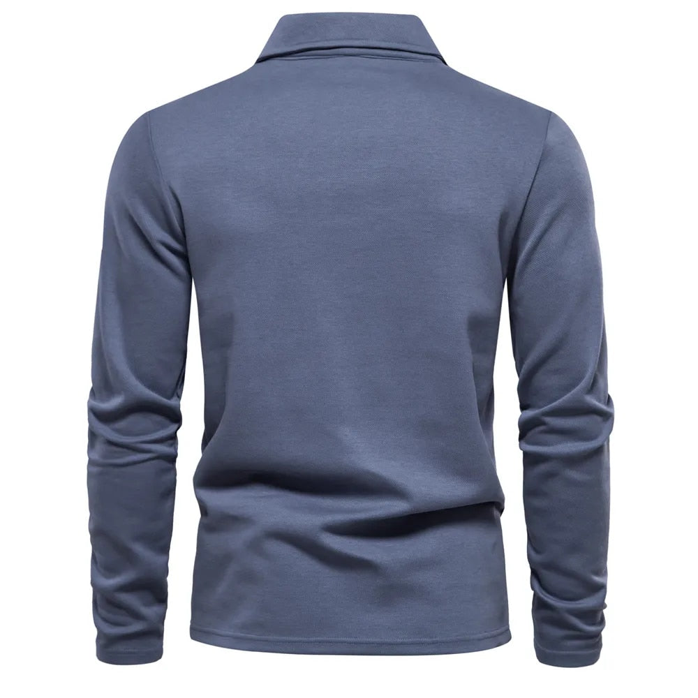 Men's long-sleeve casual polo shirt