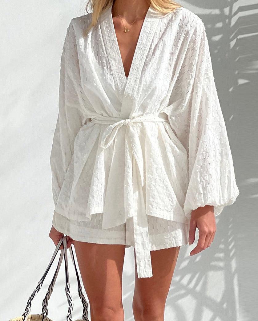 Women's Kimono Wrap Dress - Lightweight Relaxed Fit - Wide Sleeve with Matching Shorts