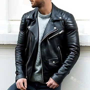 Men's classic leather biker jacket for edgy street style