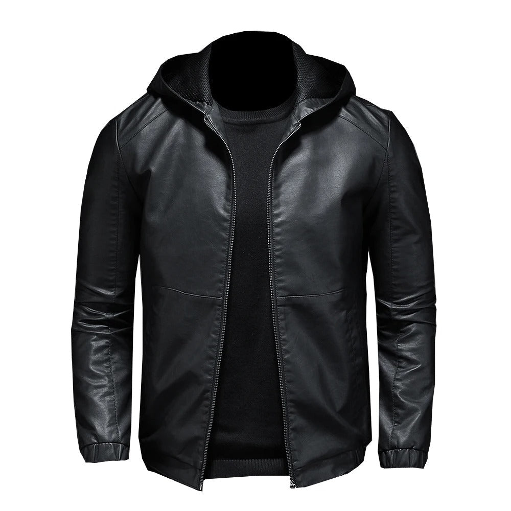 Darius - stylish PU leather jacket with hood