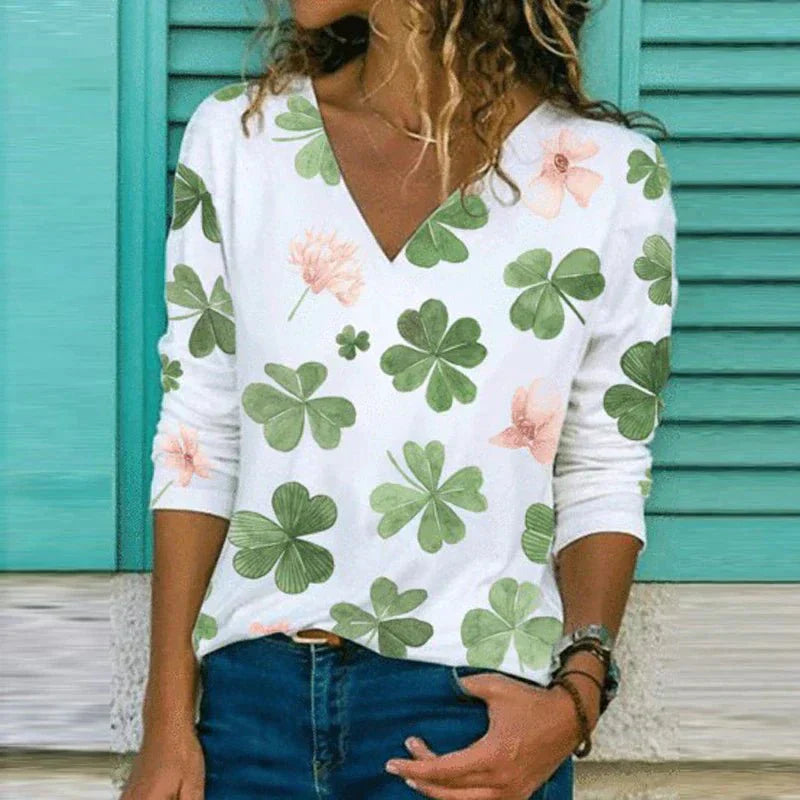 Women's floral v-neck blouse