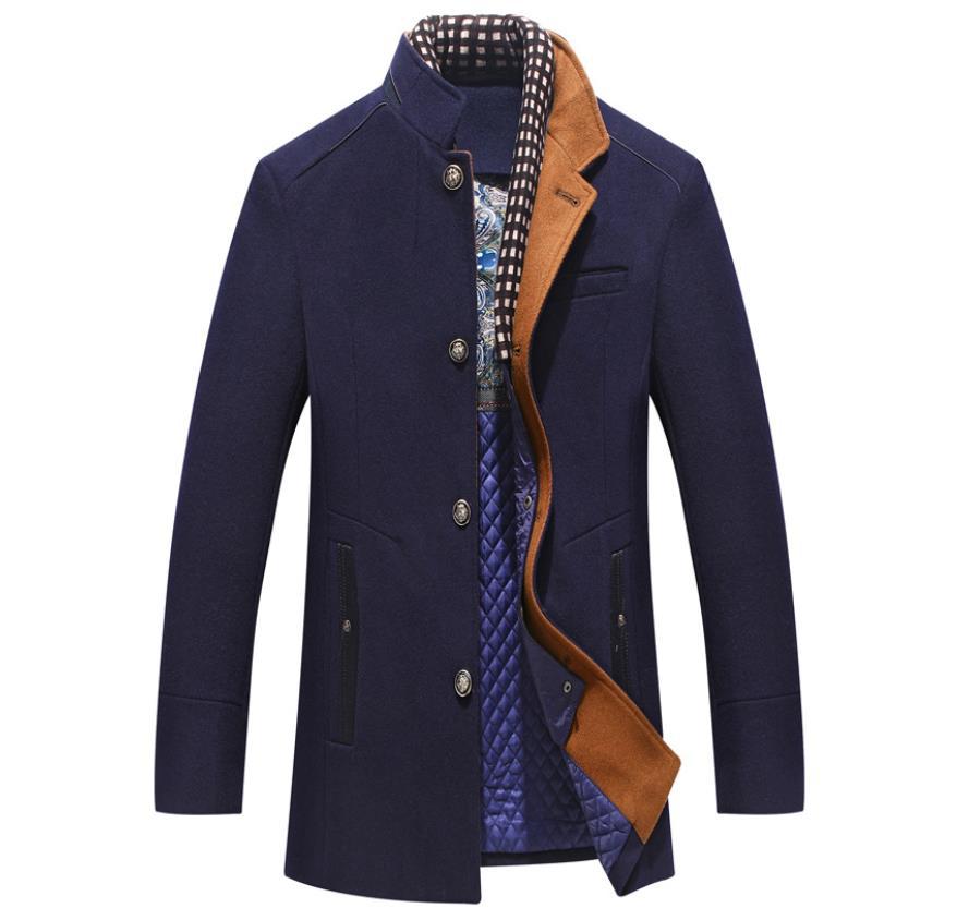 Men’s Overcoat - Tailored Fit - Quilted Lining - Stand Collar Button-Up Elegant Style