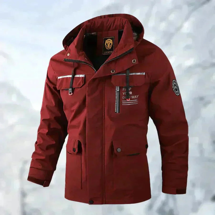 Men's waterproof hooded outdoor jacket for winter adventures